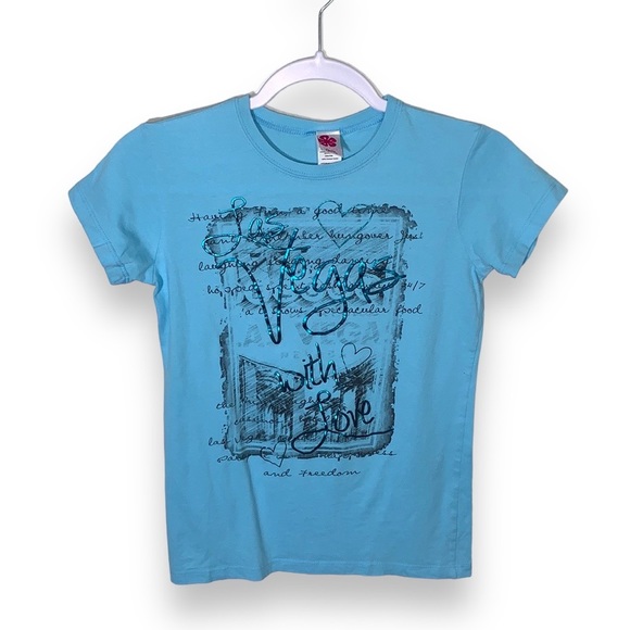 Vegas Girl Las Vegas with Love Blue T Shirt Size Small - Picture 1 of 6
